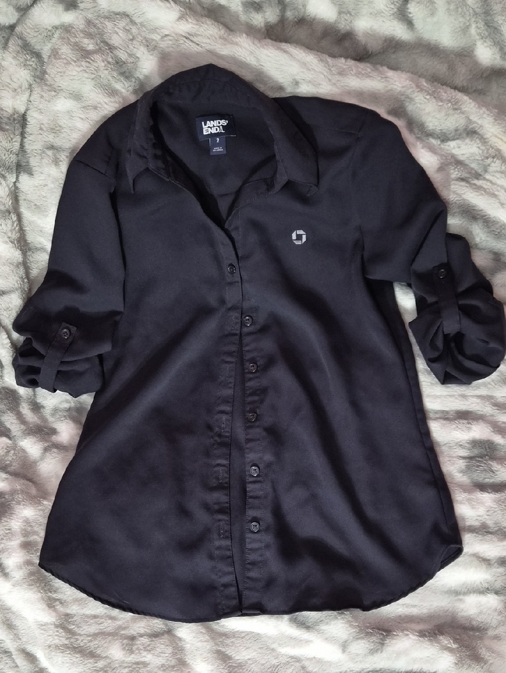 Lands' End Chase Bank Navy Blouse Size 2
